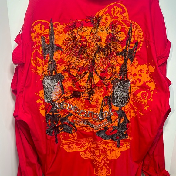 Mens "Empra" Red Embroidered Button Dress Shirt - Revolution 4XL - Picture 2 of 10
